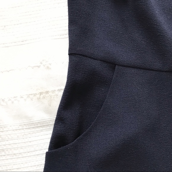 KARL LAGERFELD NAVY WIDE LEG CROPPED V-NECK  JUMPSUIT WITH POCKETS - 6 - Picture 8 of 11